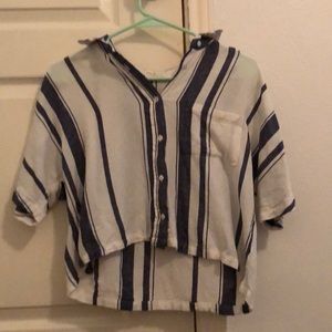Thread & supply cropped striped button down shirt